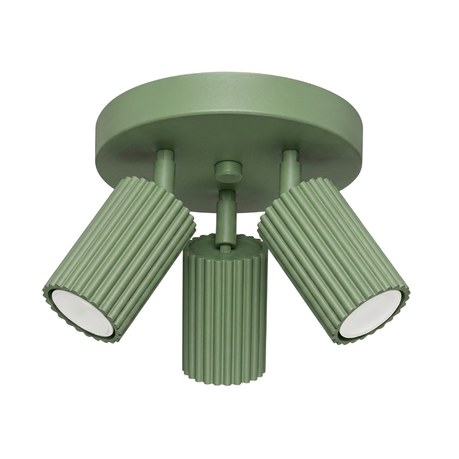 Plafonnier Karbon 3 spots rond aluminium vert sauge GU10