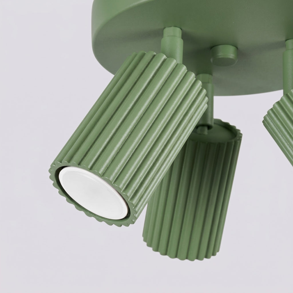 Plafonnier Karbon 3 spots rond aluminium vert sauge GU10 tête orientée