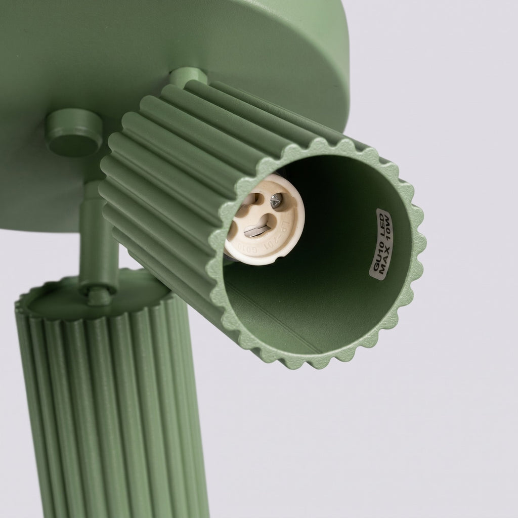 Plafonnier Karbon 3 spots rond aluminium vert sauge GU10 ambiance