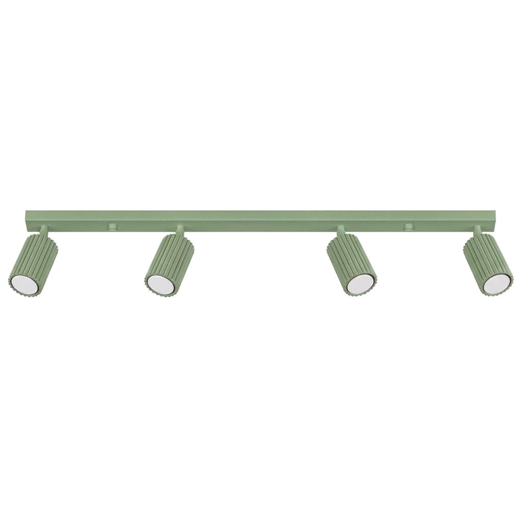 Plafonnier Karbon rampe 4 spots aluminium vert sauge GU10