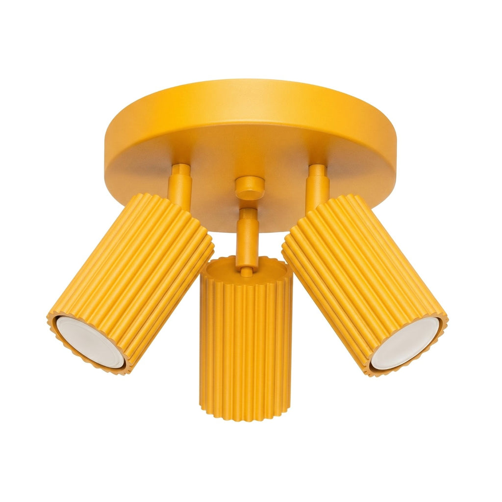 Plafonnier Karbon 3 spots rond aluminium jaune GU10