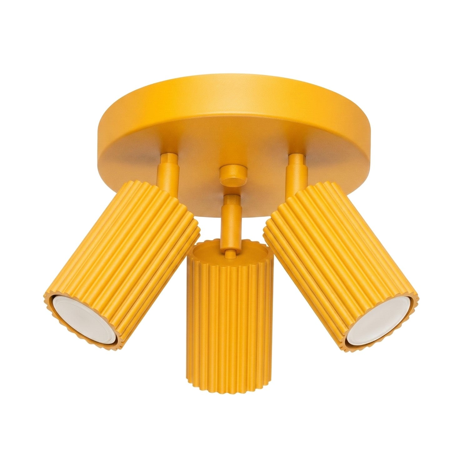 Plafonnier Karbon 3 spots rond aluminium jaune GU10