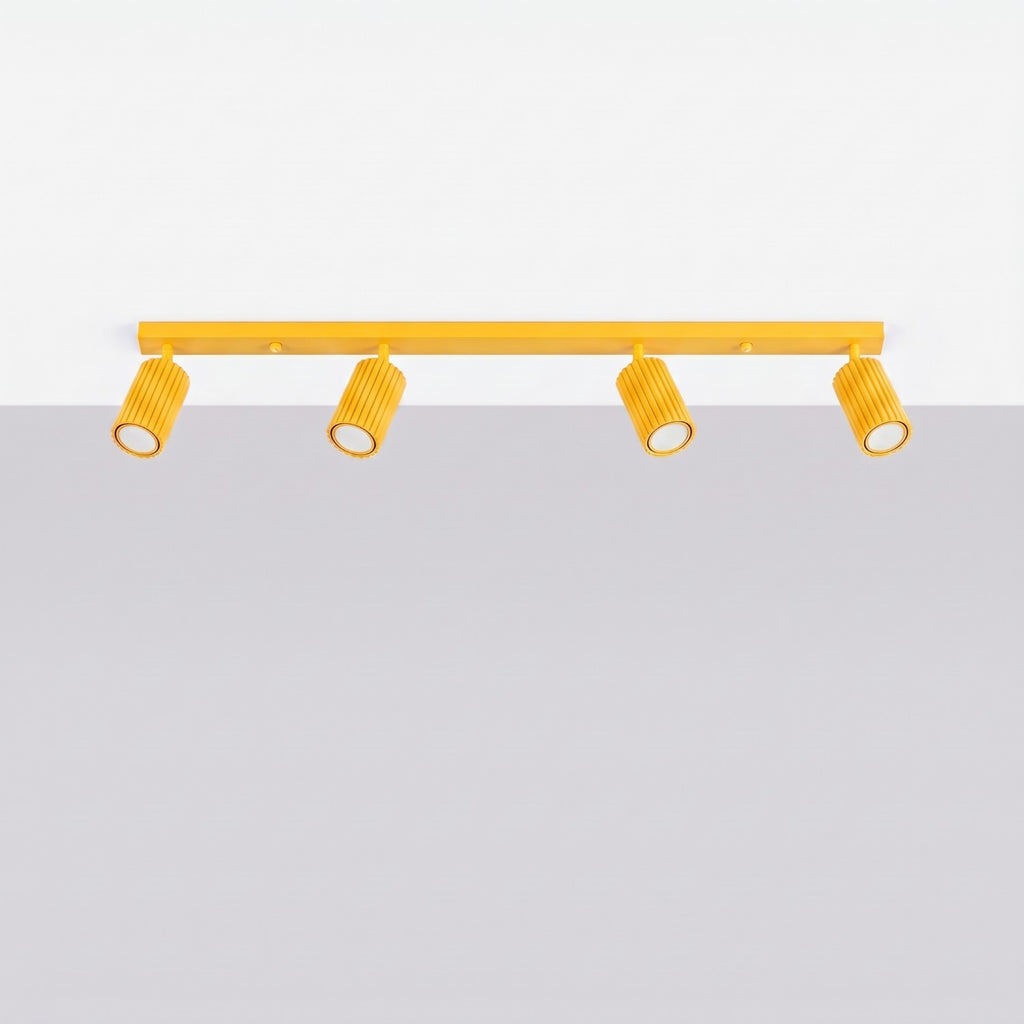 Plafonnier Karbon rampe 4 spots aluminium jaune GU10 vue de profil