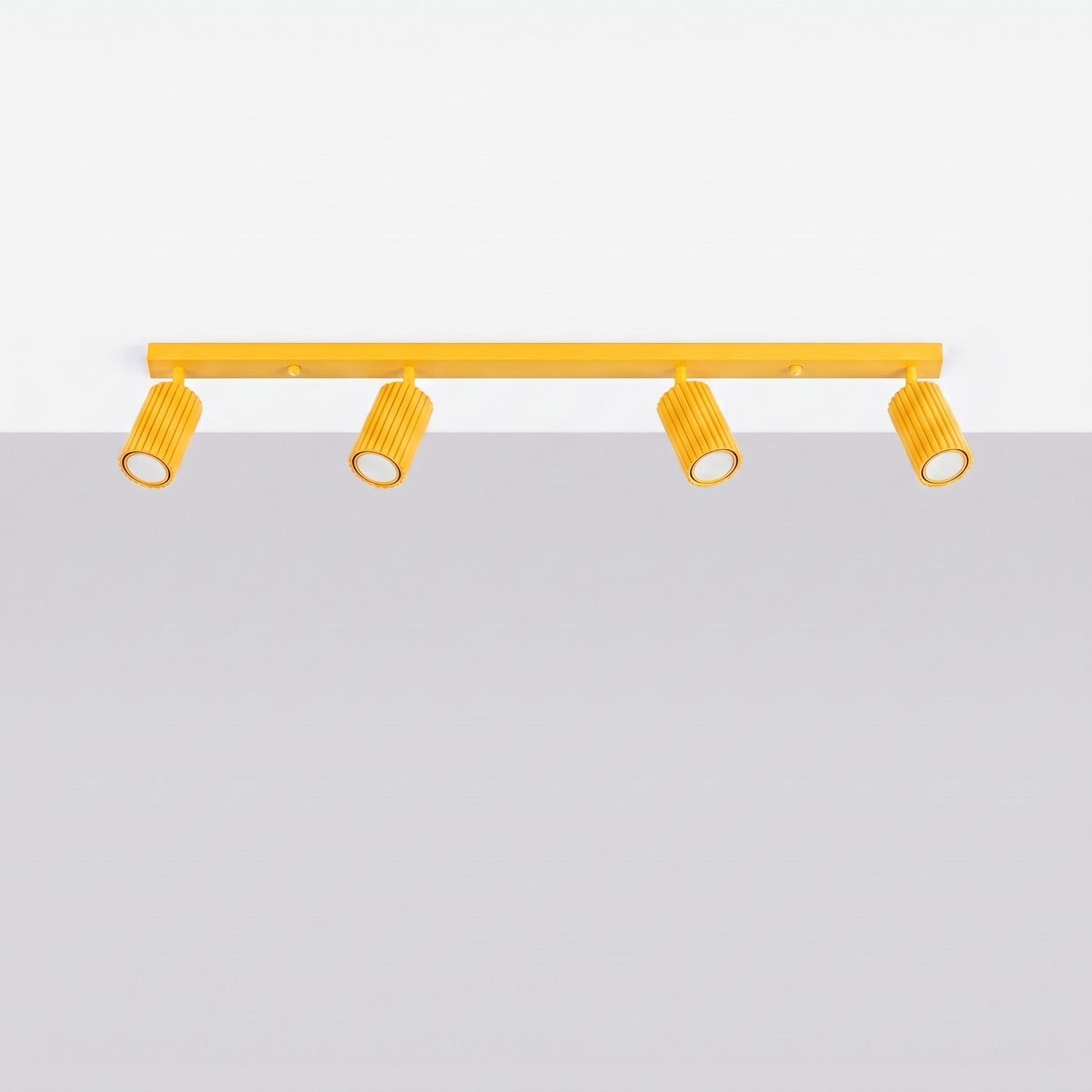 Plafonnier Karbon rampe 4 spots aluminium jaune GU10 vue de profil