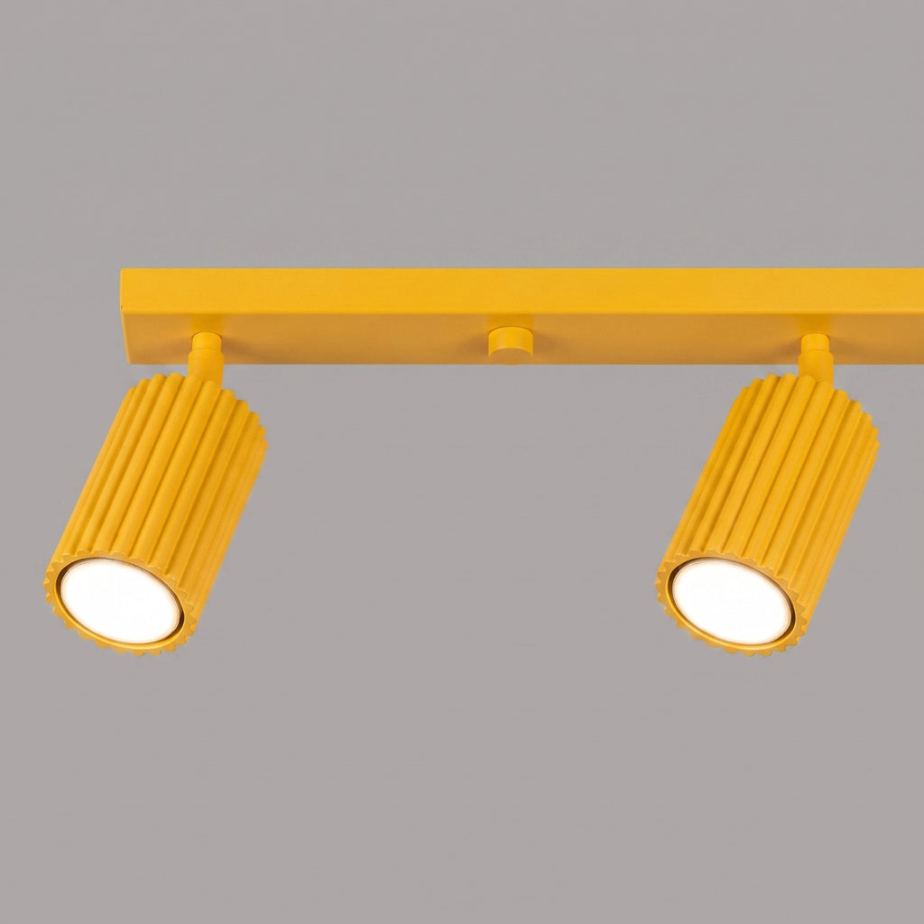 Plafonnier Karbon rampe 4 spots aluminium jaune GU10 tête orientée