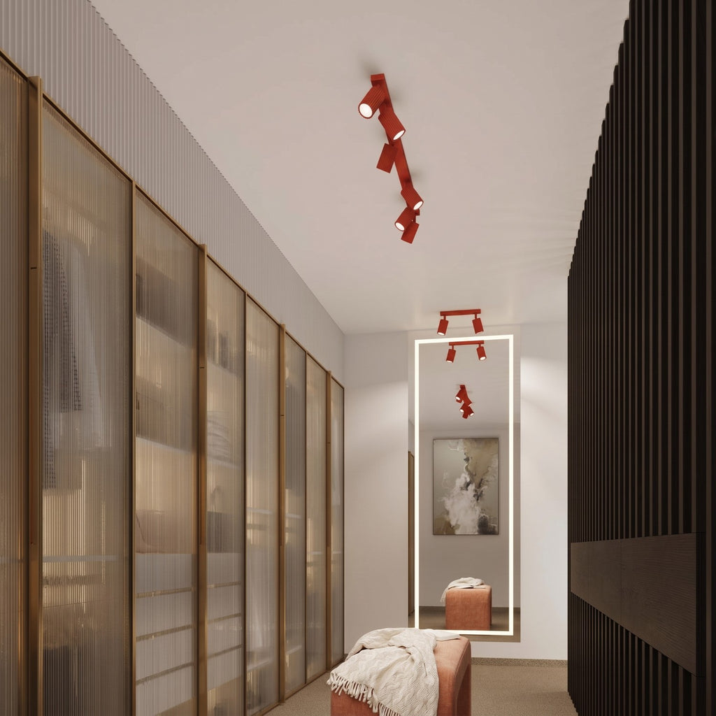 Applique murale Karbon à interrupteur aluminium rouge GU10 détail