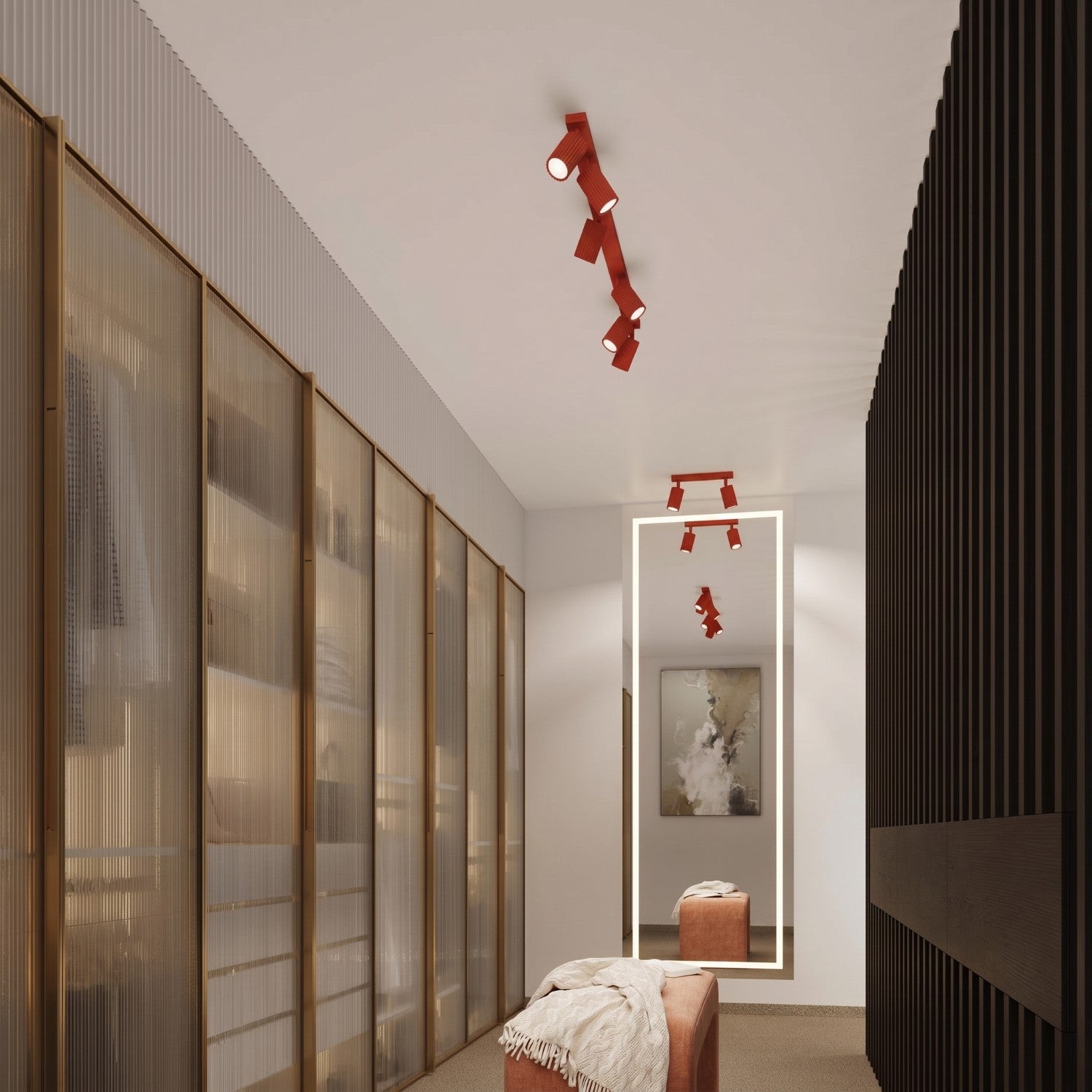 Applique murale Karbon à interrupteur aluminium rouge GU10 détail