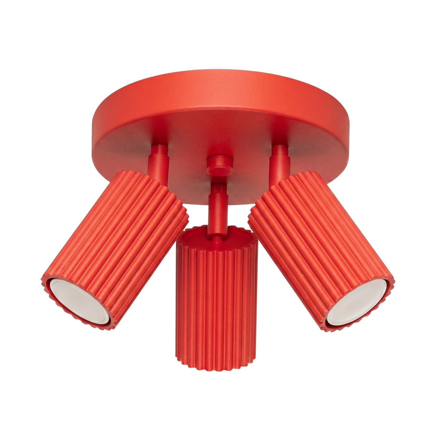 Plafonnier Karbon 3 spots rond aluminium rouge GU10