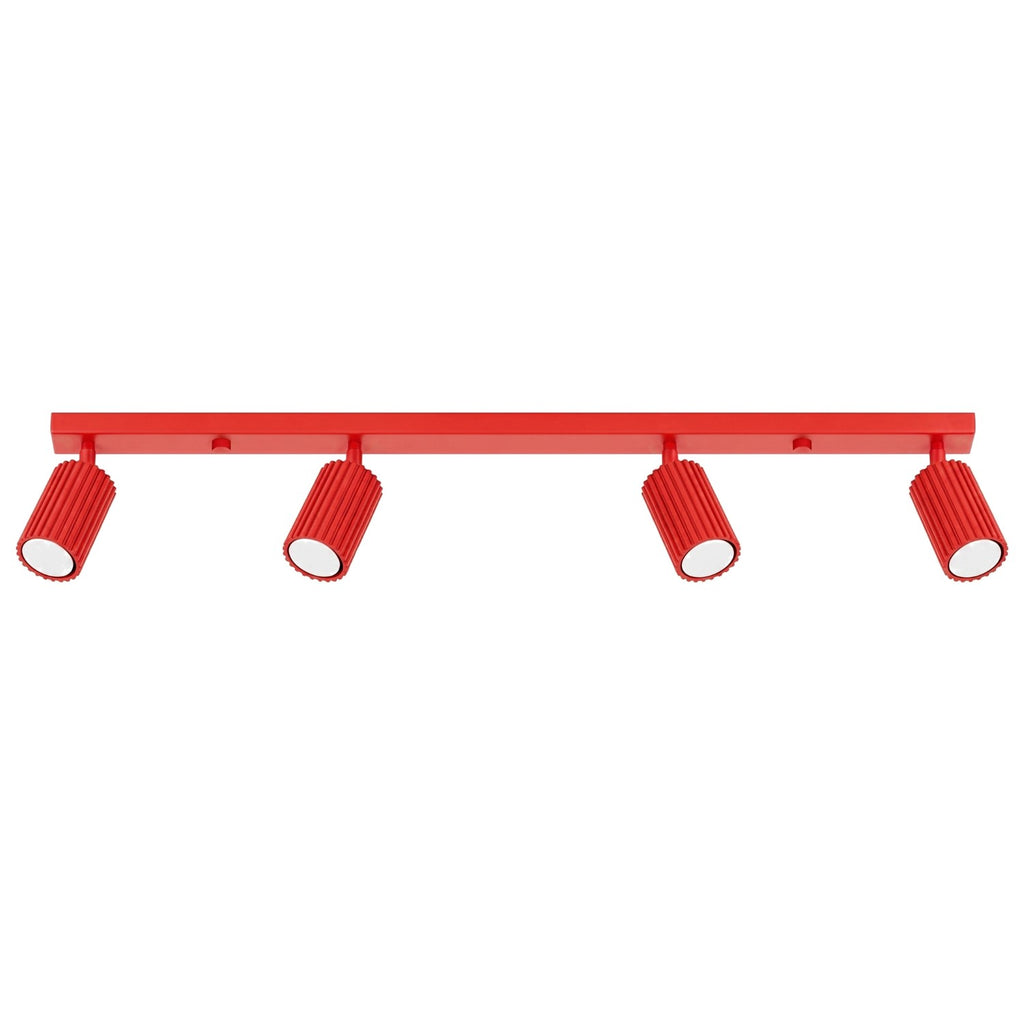 Plafonnier Karbon rampe 4 spots aluminium rouge GU10