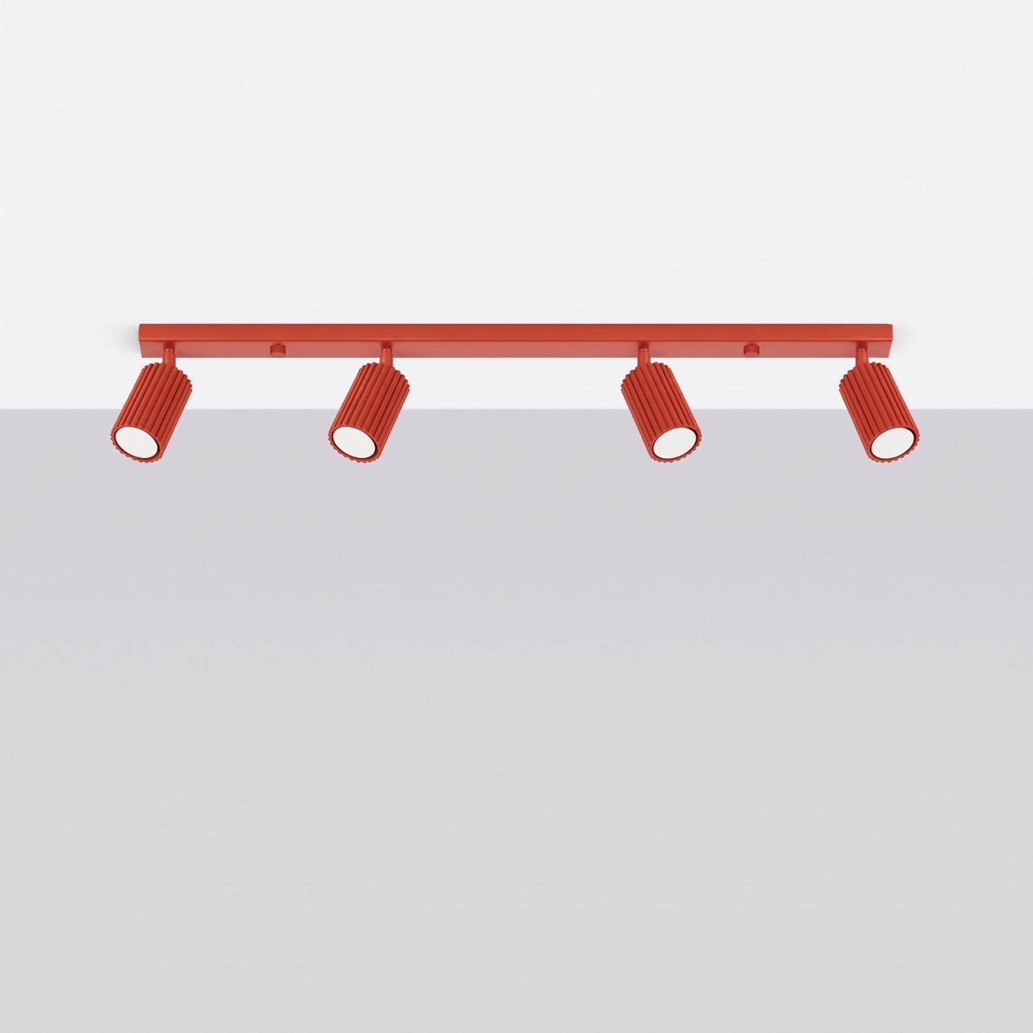 Plafonnier Karbon rampe 4 spots aluminium rouge GU10 vue de profil
