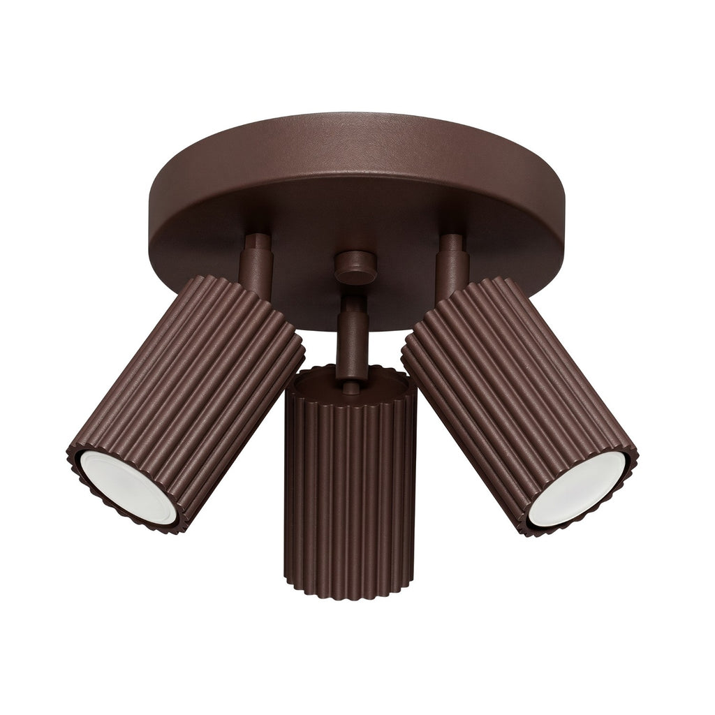 Plafonnier Karbon 3 spots rond aluminium brun GU10