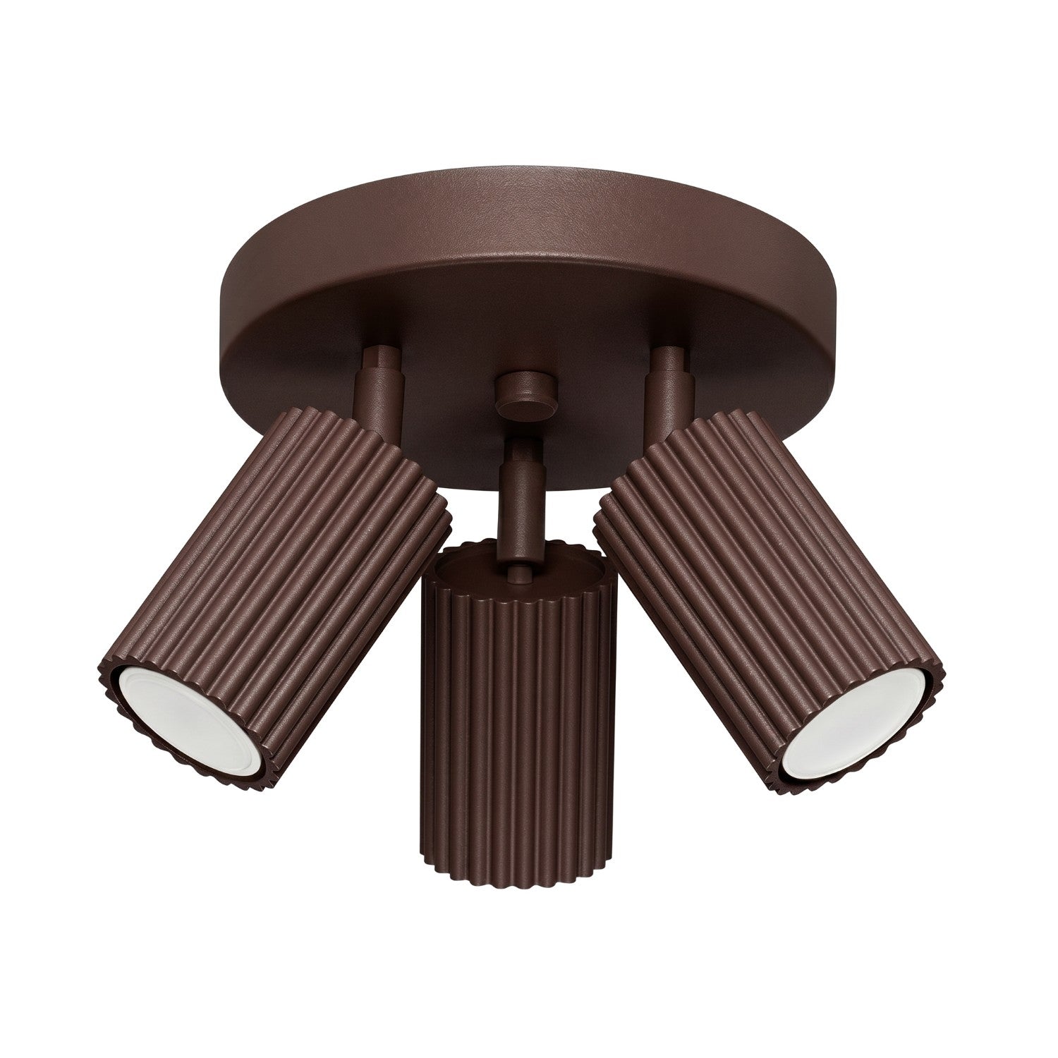 Plafonnier Karbon 3 spots rond aluminium brun GU10
