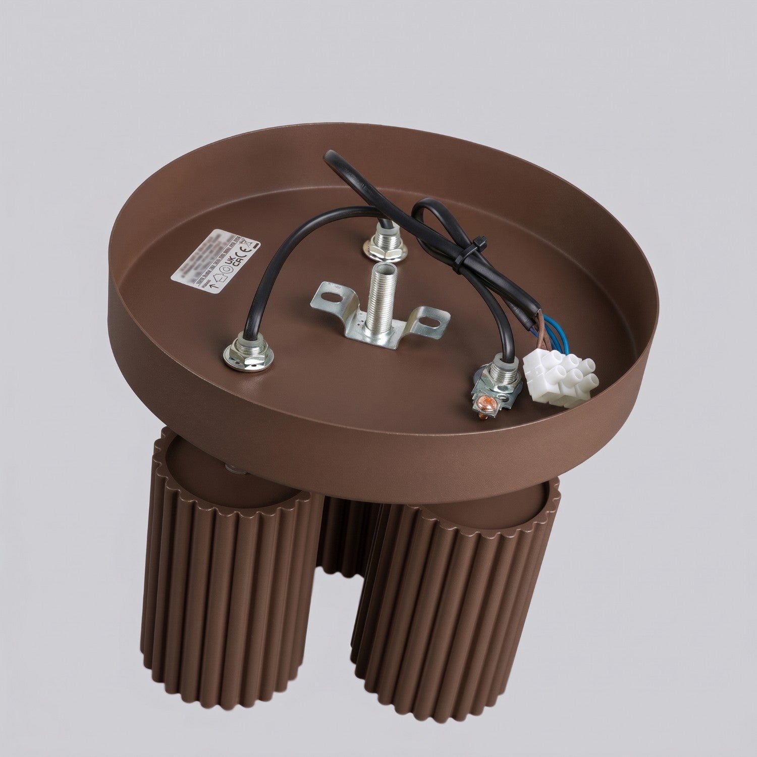 Plafonnier Karbon 3 spots rond aluminium brun GU10 en situation