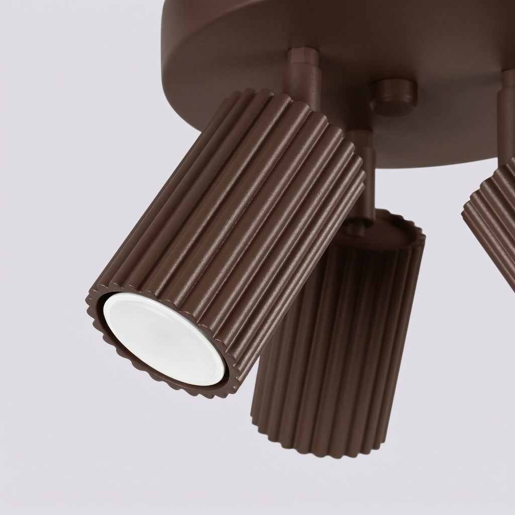 Plafonnier Karbon 3 spots rond aluminium brun GU10 tête orientée