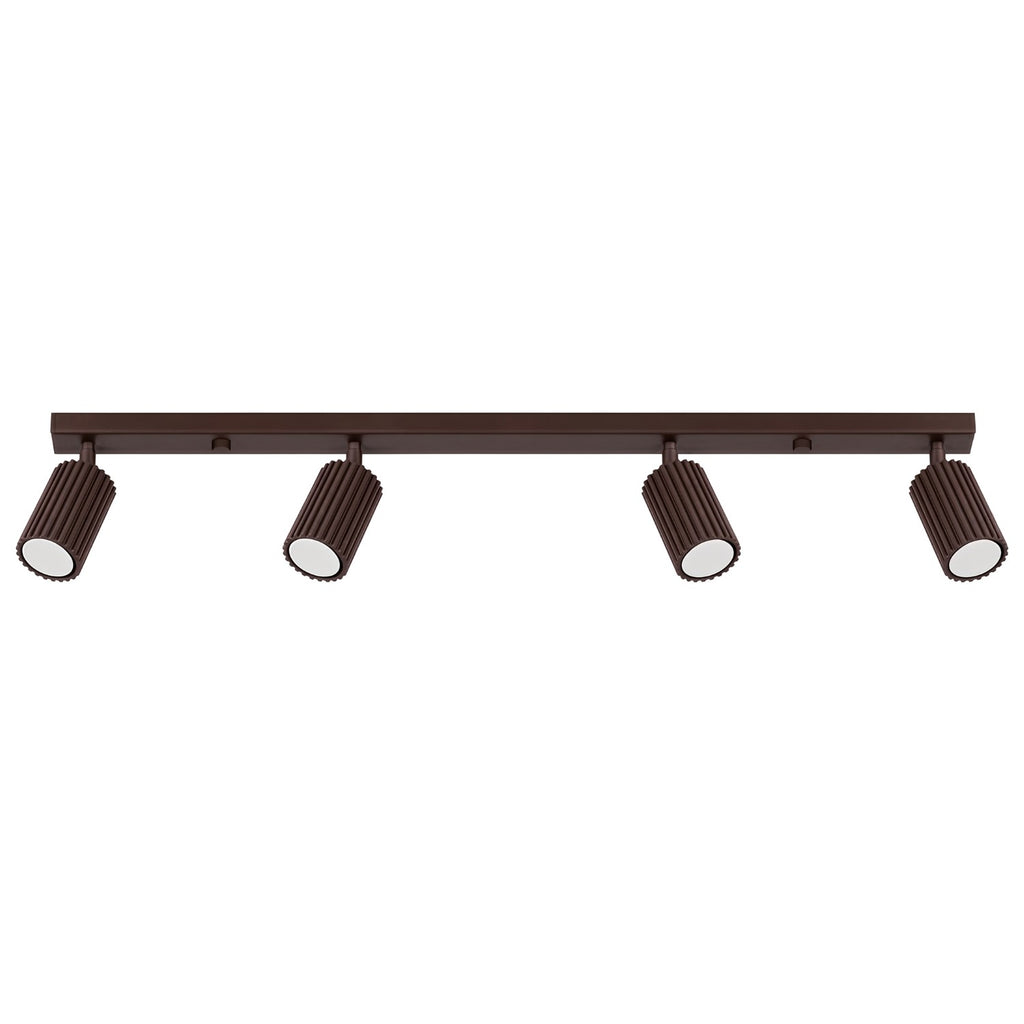 Plafonnier Karbon rampe 4 spots aluminium brun GU10