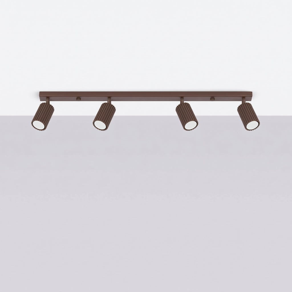 Plafonnier Karbon rampe 4 spots aluminium brun GU10 vue de profil
