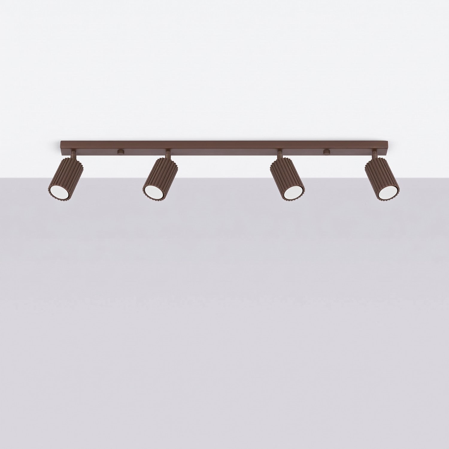 Plafonnier Karbon rampe 4 spots aluminium brun GU10 vue de profil