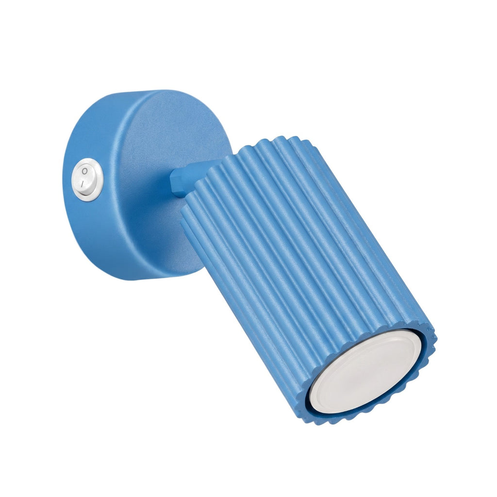 Applique murale Karbon à interrupteur aluminium bleu clair GU10