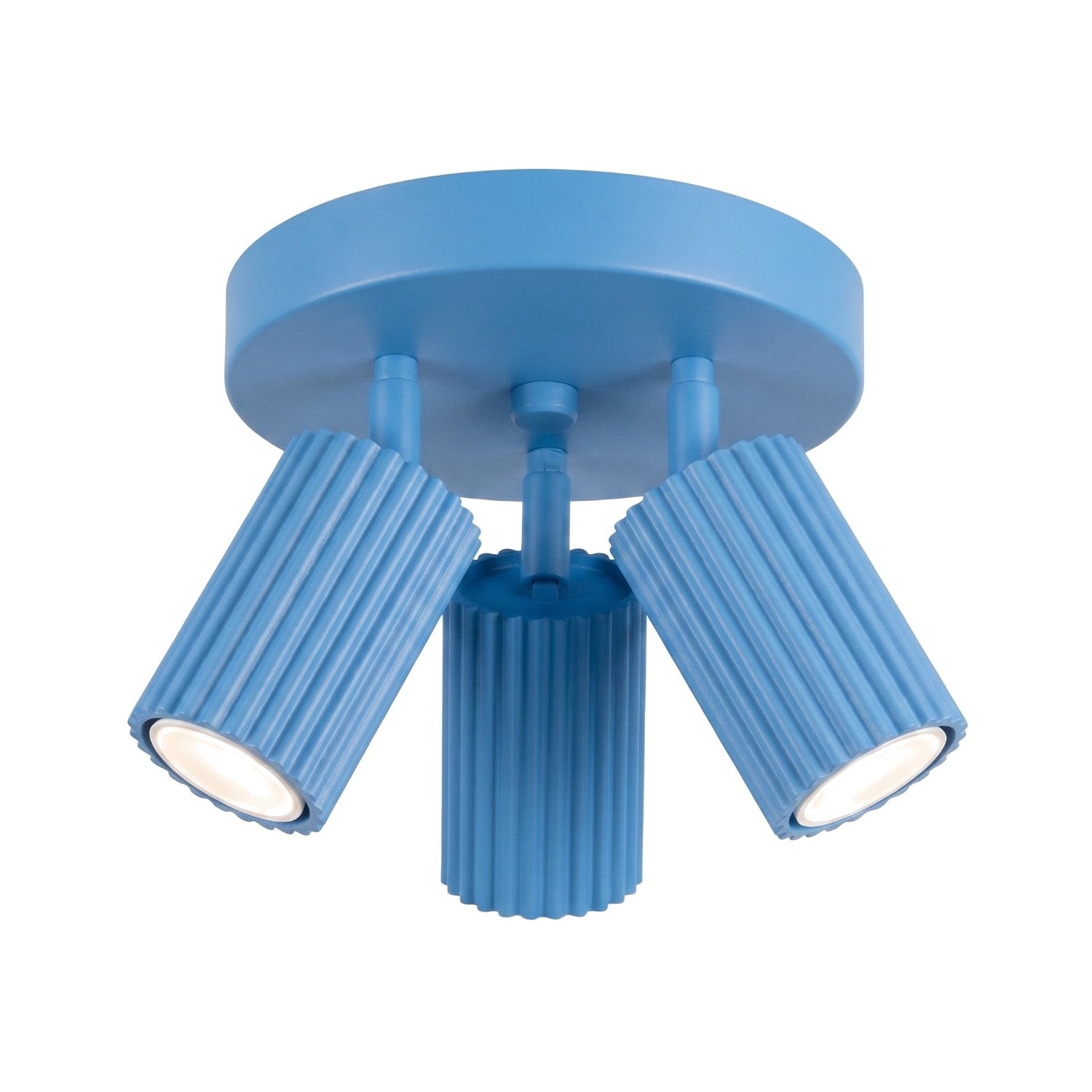Plafonnier Karbon 3 spots rond aluminium bleu clair GU10
