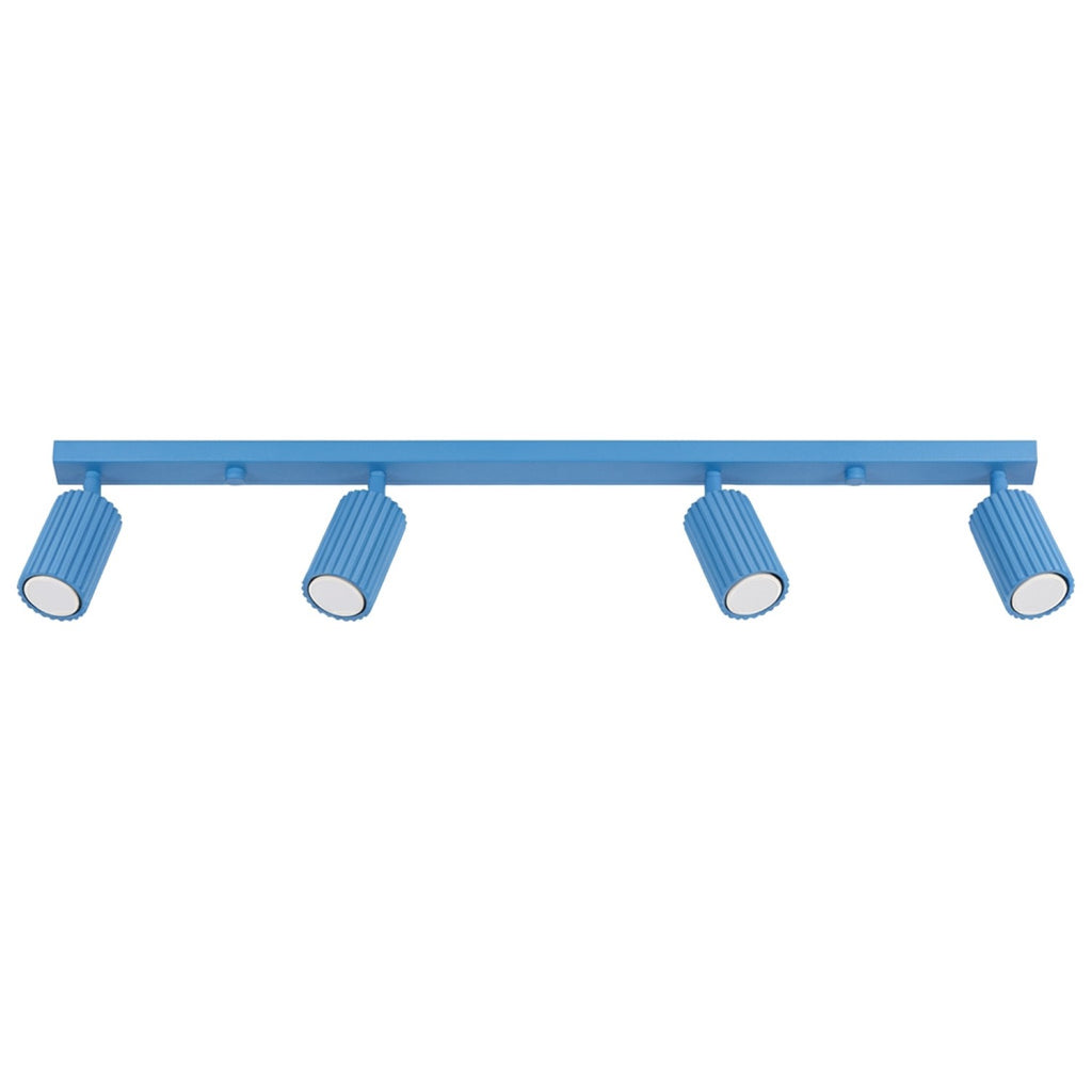 Plafonnier Karbon rampe 4 spots aluminium bleu clair GU10