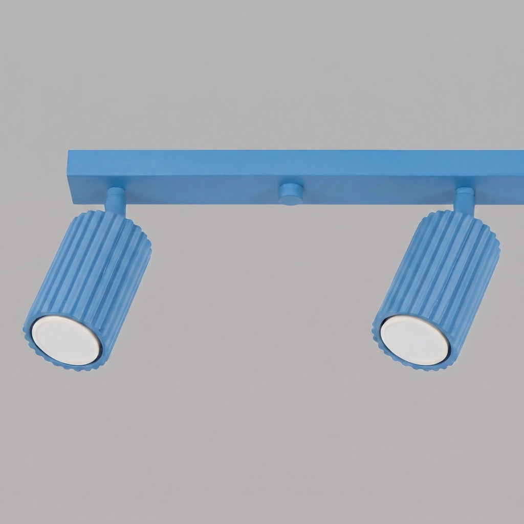 Plafonnier Karbon rampe 4 spots aluminium bleu clair GU10 tête orientée