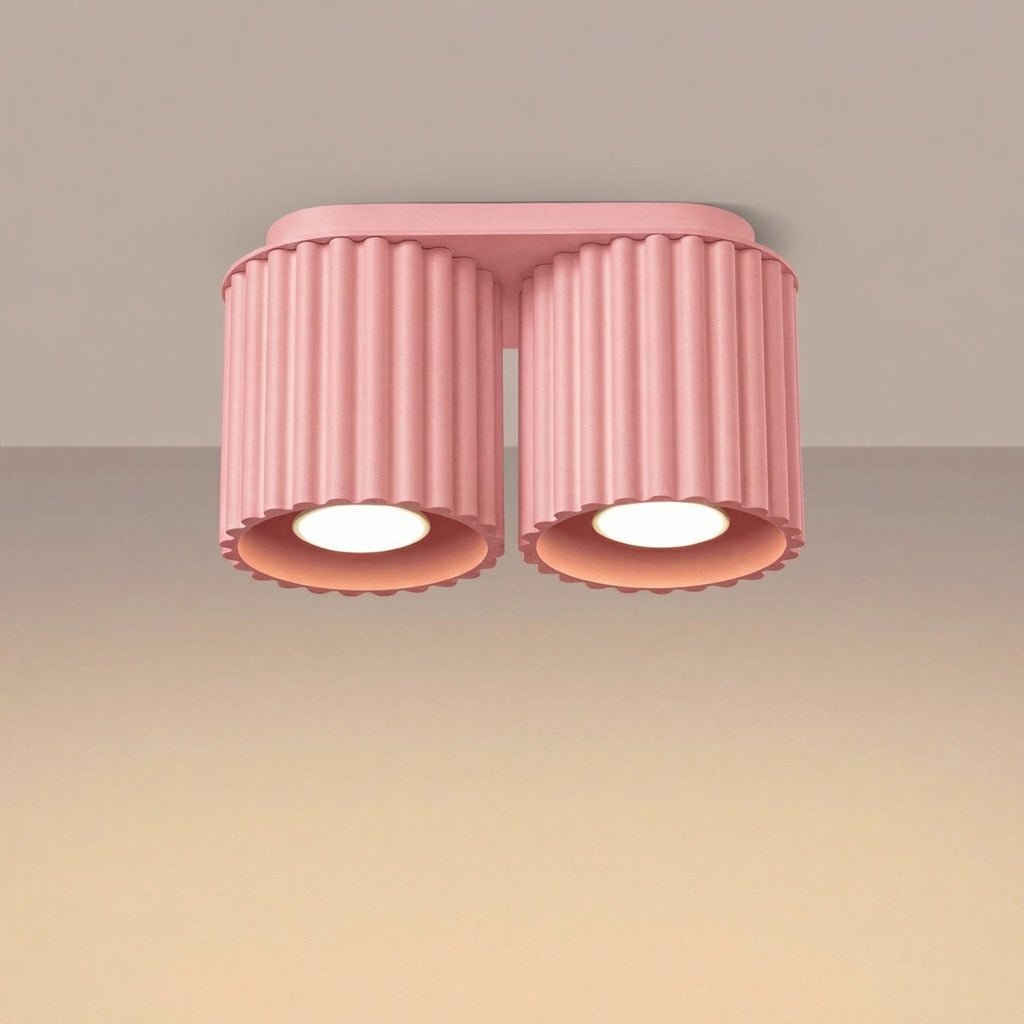 Plafonnier Aura 2 aluminium rose GU10 vue de trois quarts