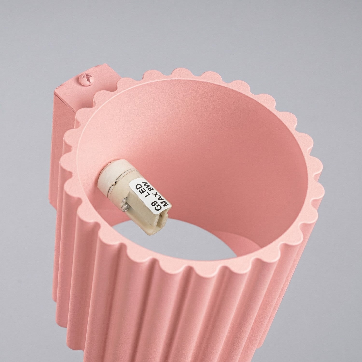 Applique murale Aura aluminium rose G9 vue rapprochée