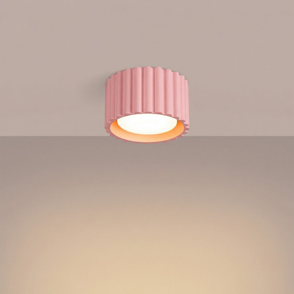 Plafonnier Aura 1 aluminium rose GX53 vue de trois quarts