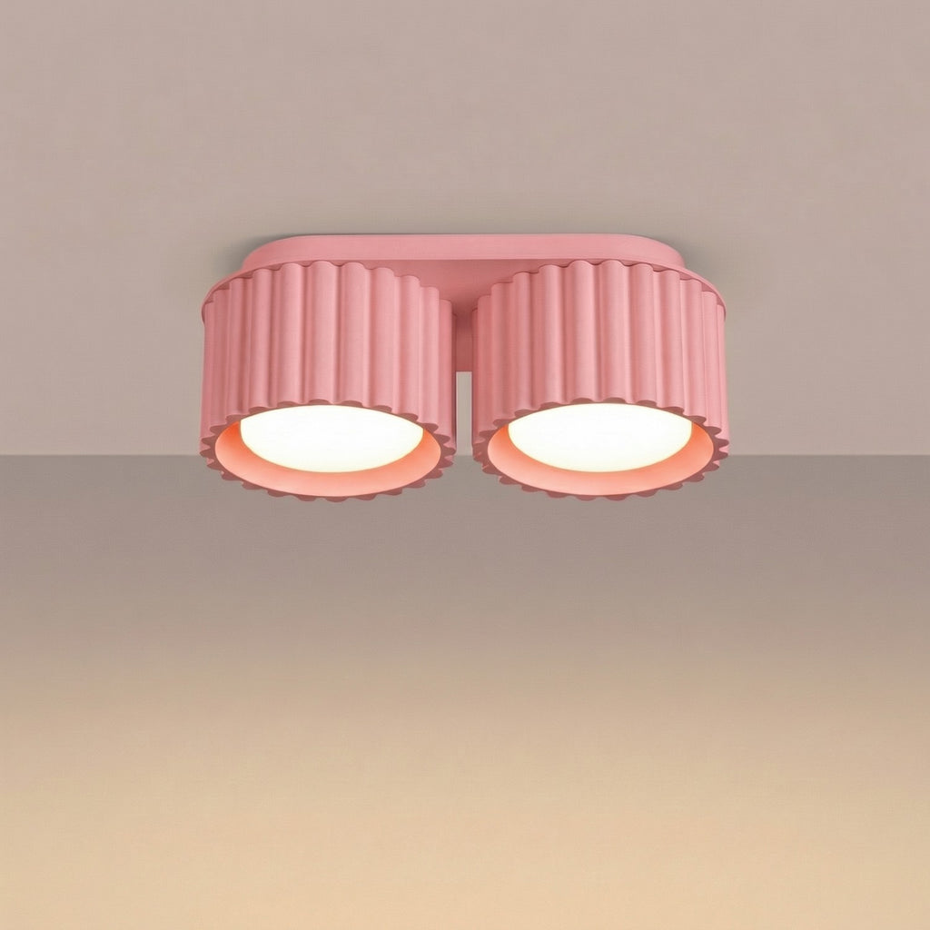 Plafonnier Aura 2 aluminium rose GX53 vue de trois quarts