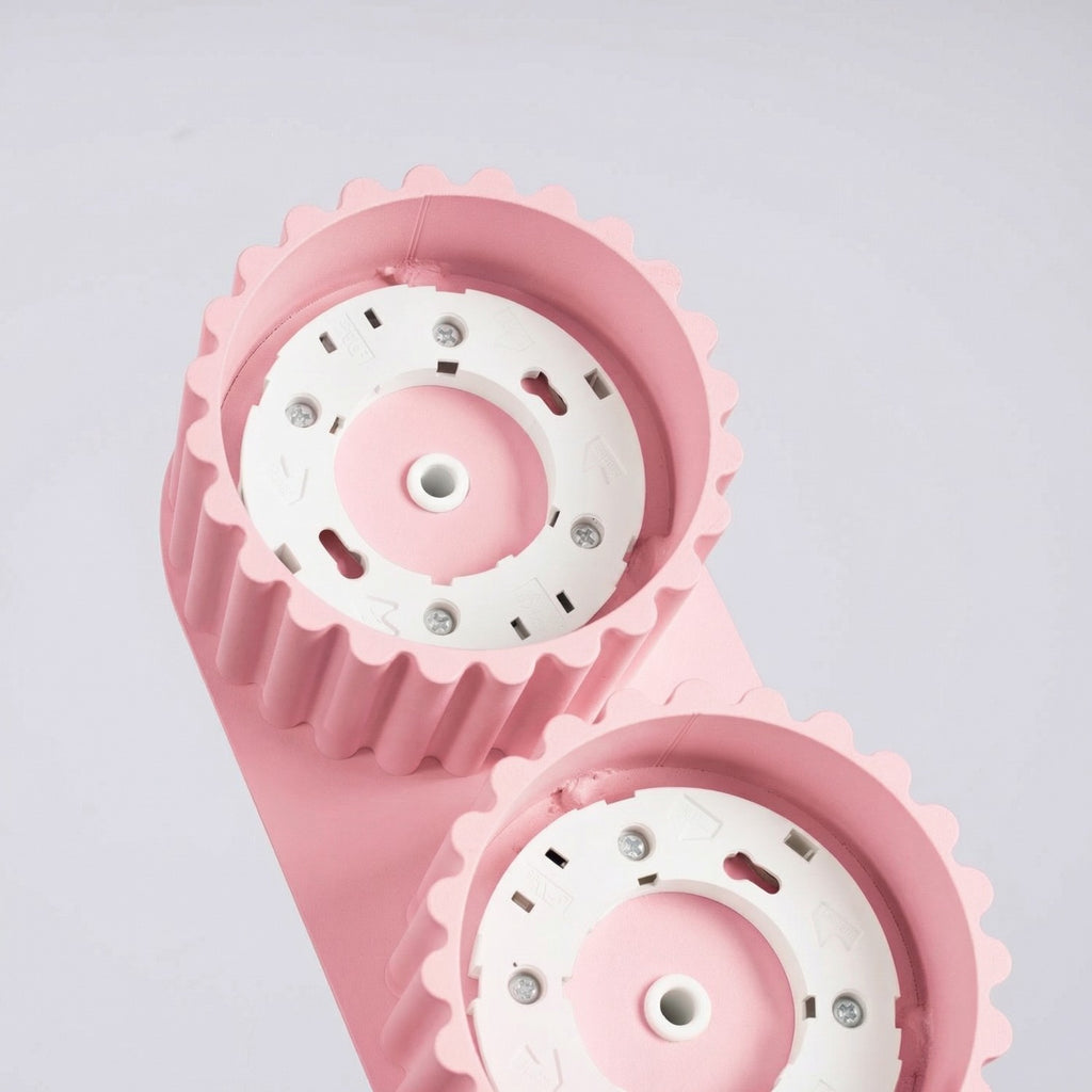 Plafonnier Aura 2 aluminium rose GX53 détail des cannelures