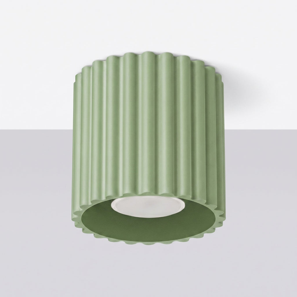 Plafonnier Aura 1 aluminium vert sauge GU10 vue de profil