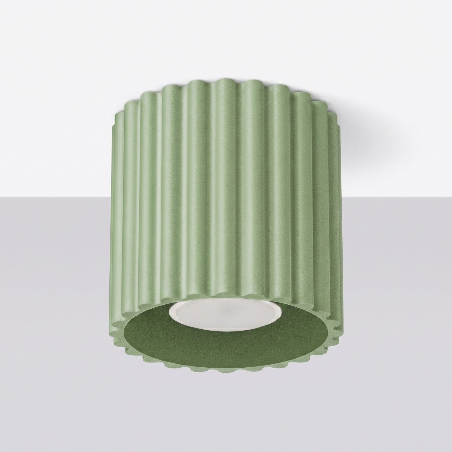 Plafonnier Aura 1 aluminium vert sauge GU10 vue de profil