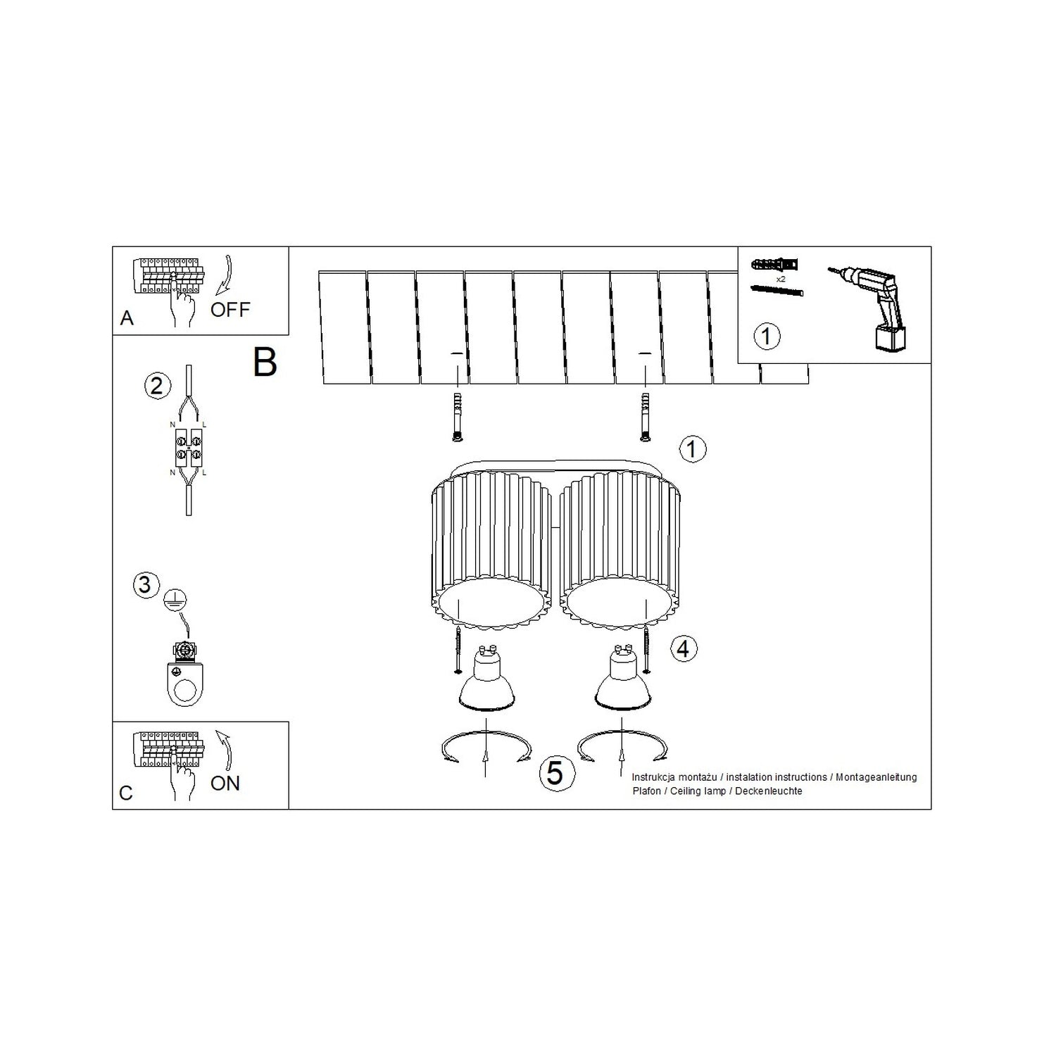 Plafonnier Aura 2 aluminium vert sauge GU10 vue de dessous