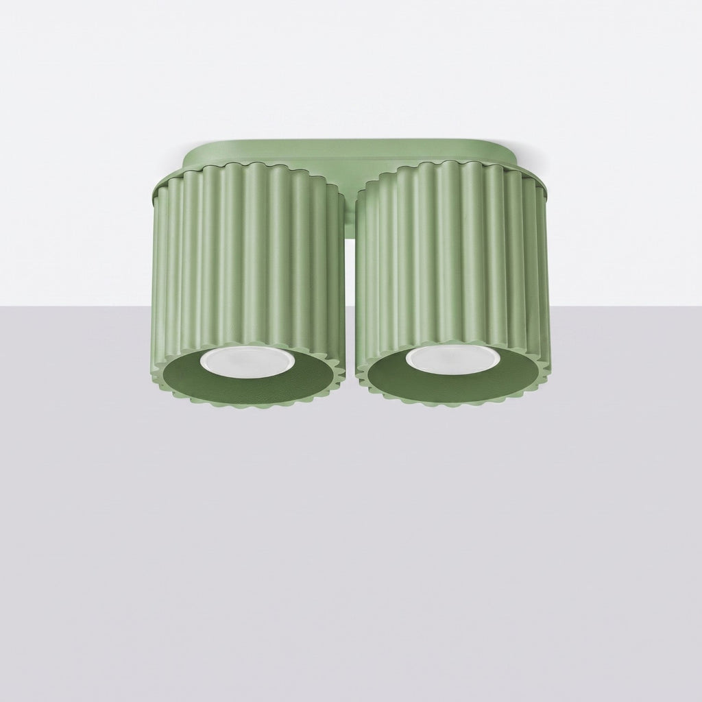 Plafonnier Aura 2 aluminium vert sauge GU10 vue de profil