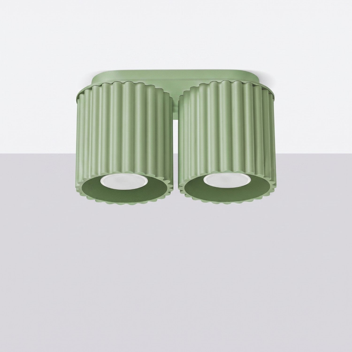 Plafonnier Aura 2 aluminium vert sauge GU10 vue de profil