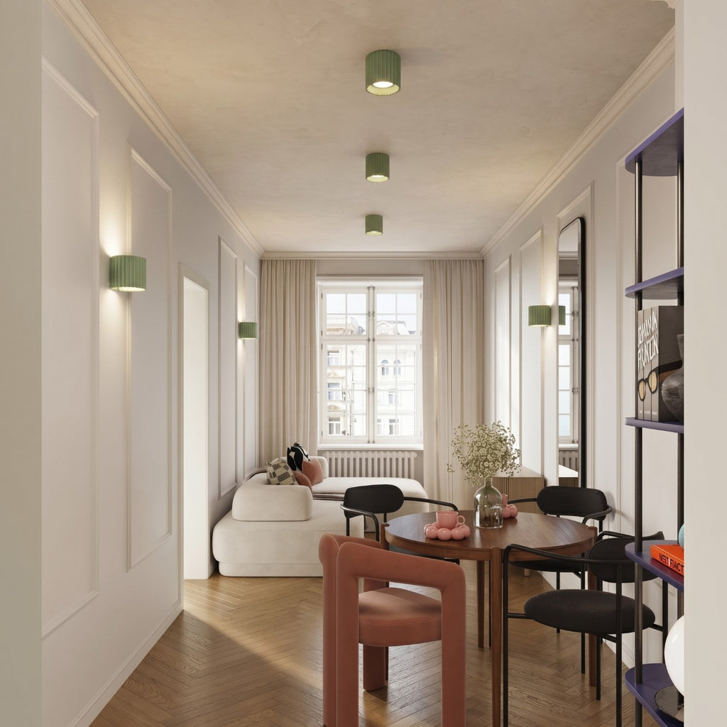 Applique murale Aura aluminium vert sauge G9 de face