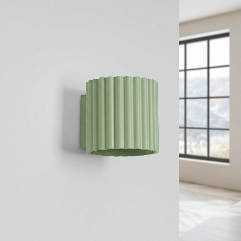 Applique murale Aura aluminium vert sauge G9 vue de profil