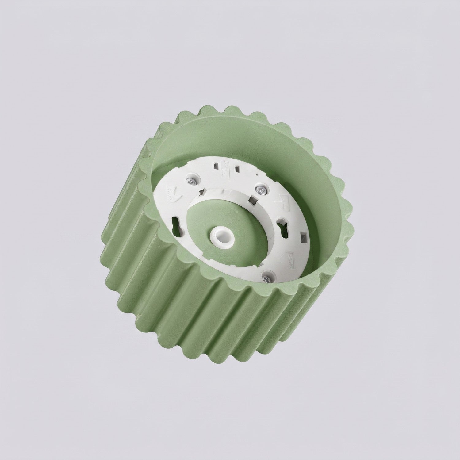 Plafonnier Aura 1 aluminium vert sauge GX53 détail des cannelures
