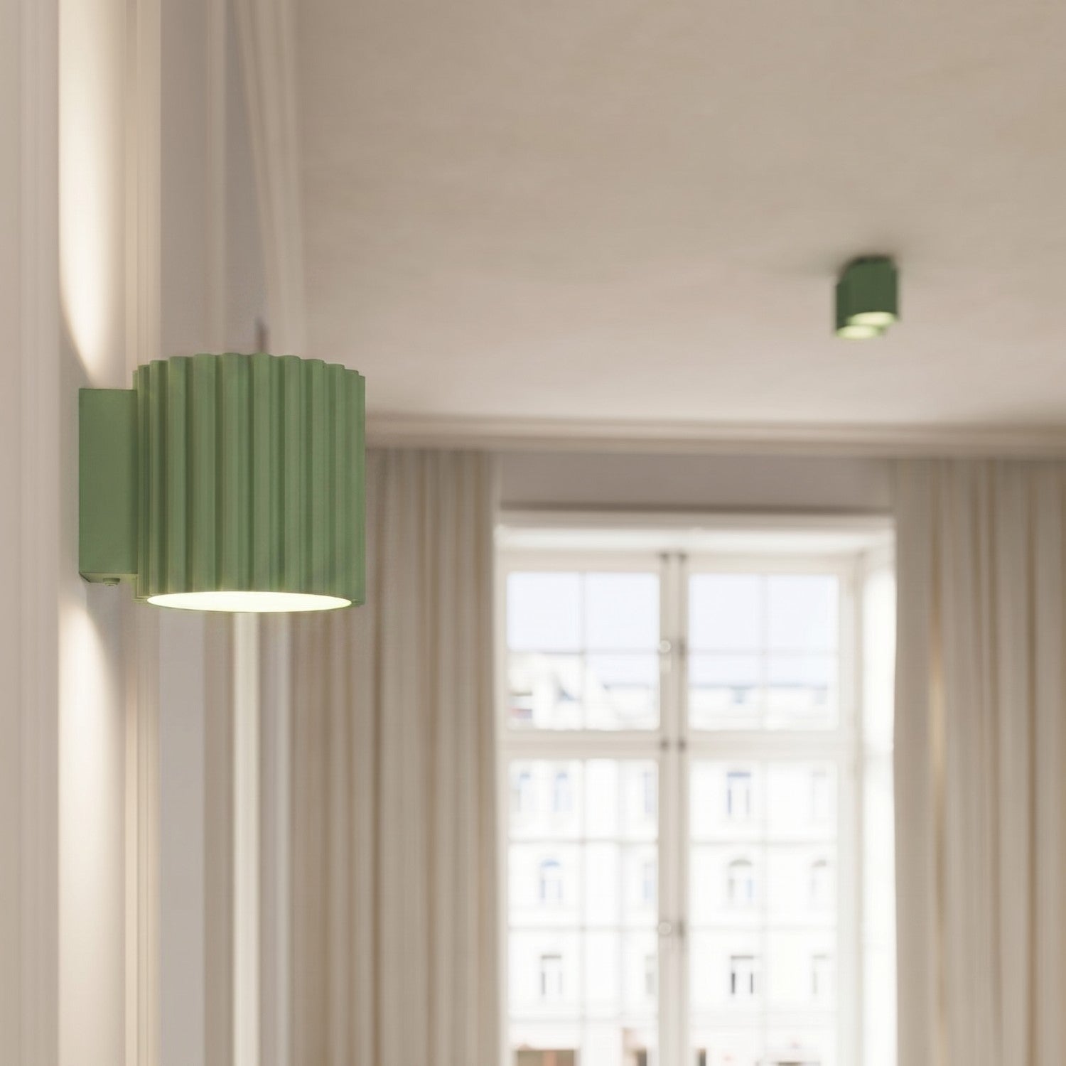 Plafonnier Aura 2 aluminium vert sauge GX53 de face