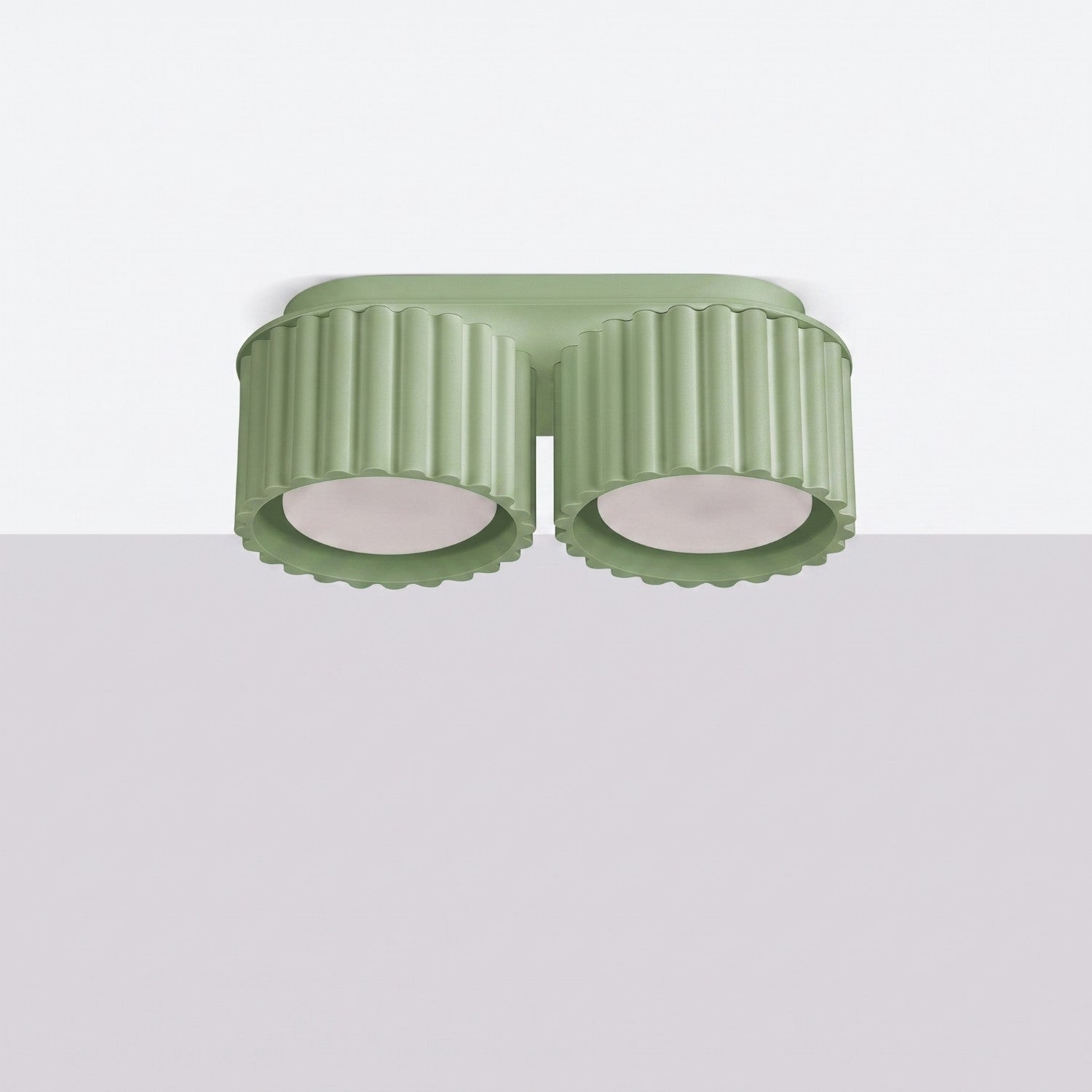 Plafonnier Aura 2 aluminium vert sauge GX53 vue de profil