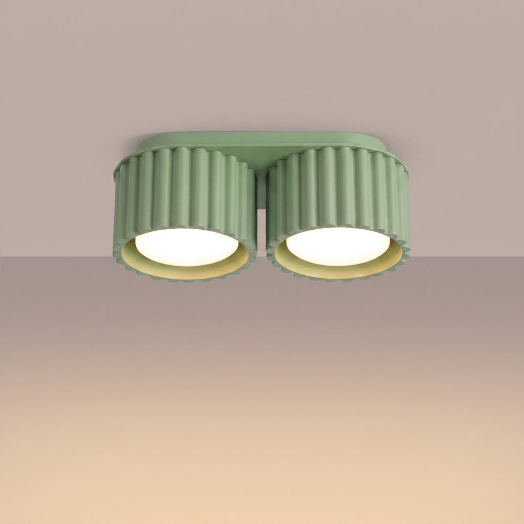 Plafonnier Aura 2 aluminium vert sauge GX53 vue de trois quarts
