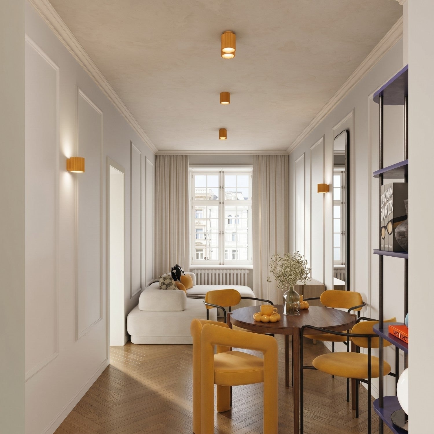 Plafonnier Aura 1 aluminium jaune GU10 détail