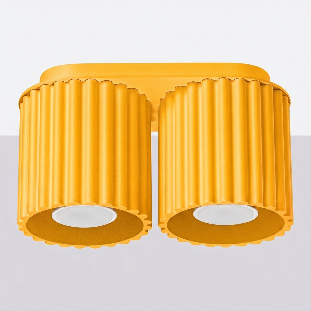 Plafonnier Aura 2 aluminium jaune GU10 vue de profil