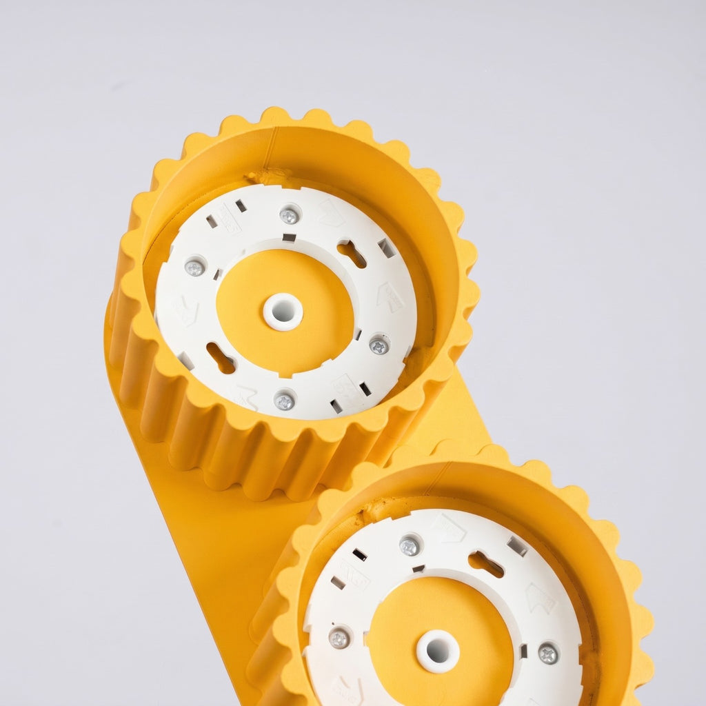 Plafonnier Aura 2 aluminium jaune GX53 détail des cannelures
