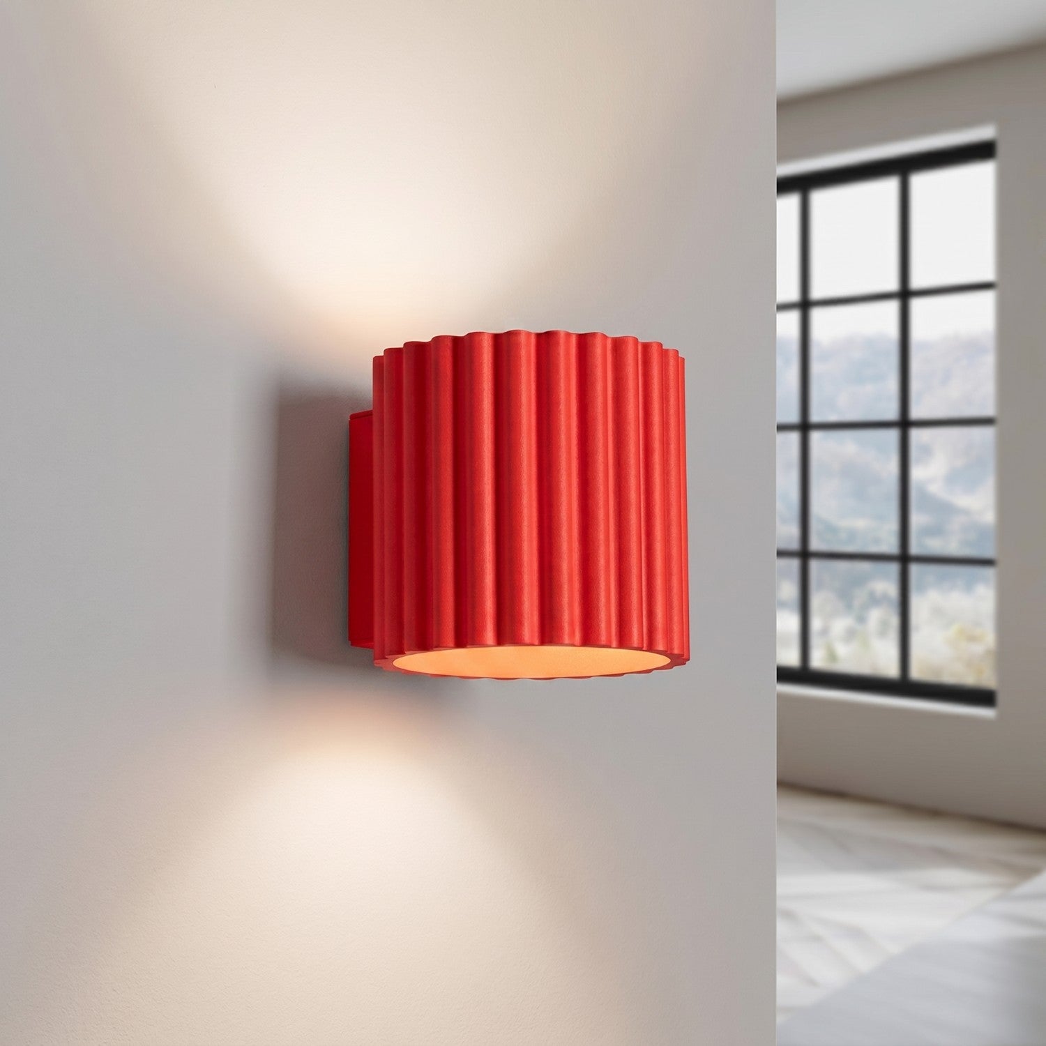 Applique murale Aura aluminium rouge G9 vue de trois quarts