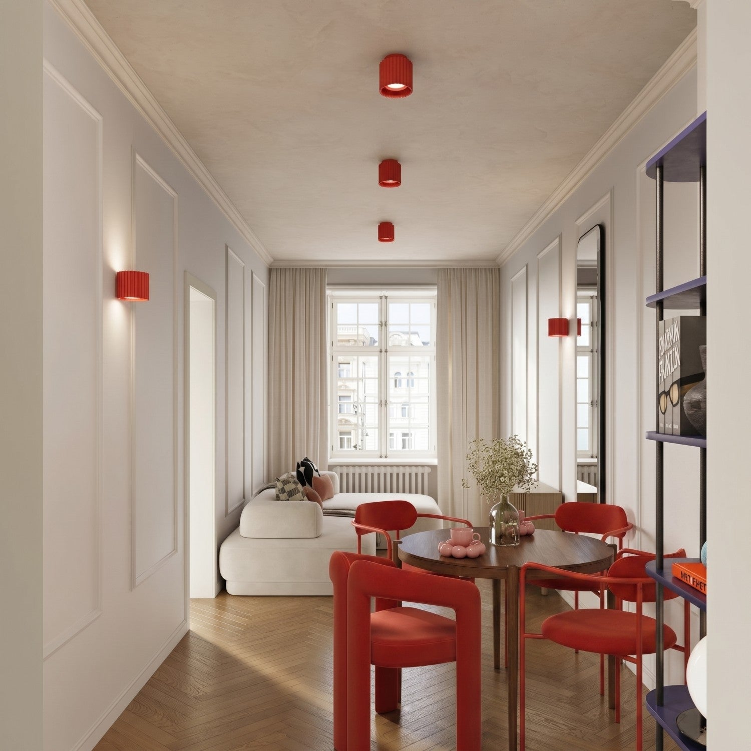 Plafonnier Aura 2 aluminium rouge GX53 détail