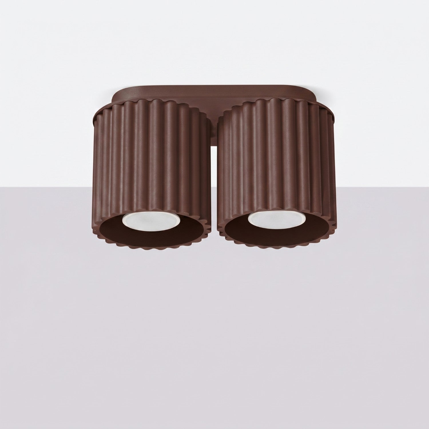 Plafonnier Aura 2 aluminium brun GU10 vue de profil