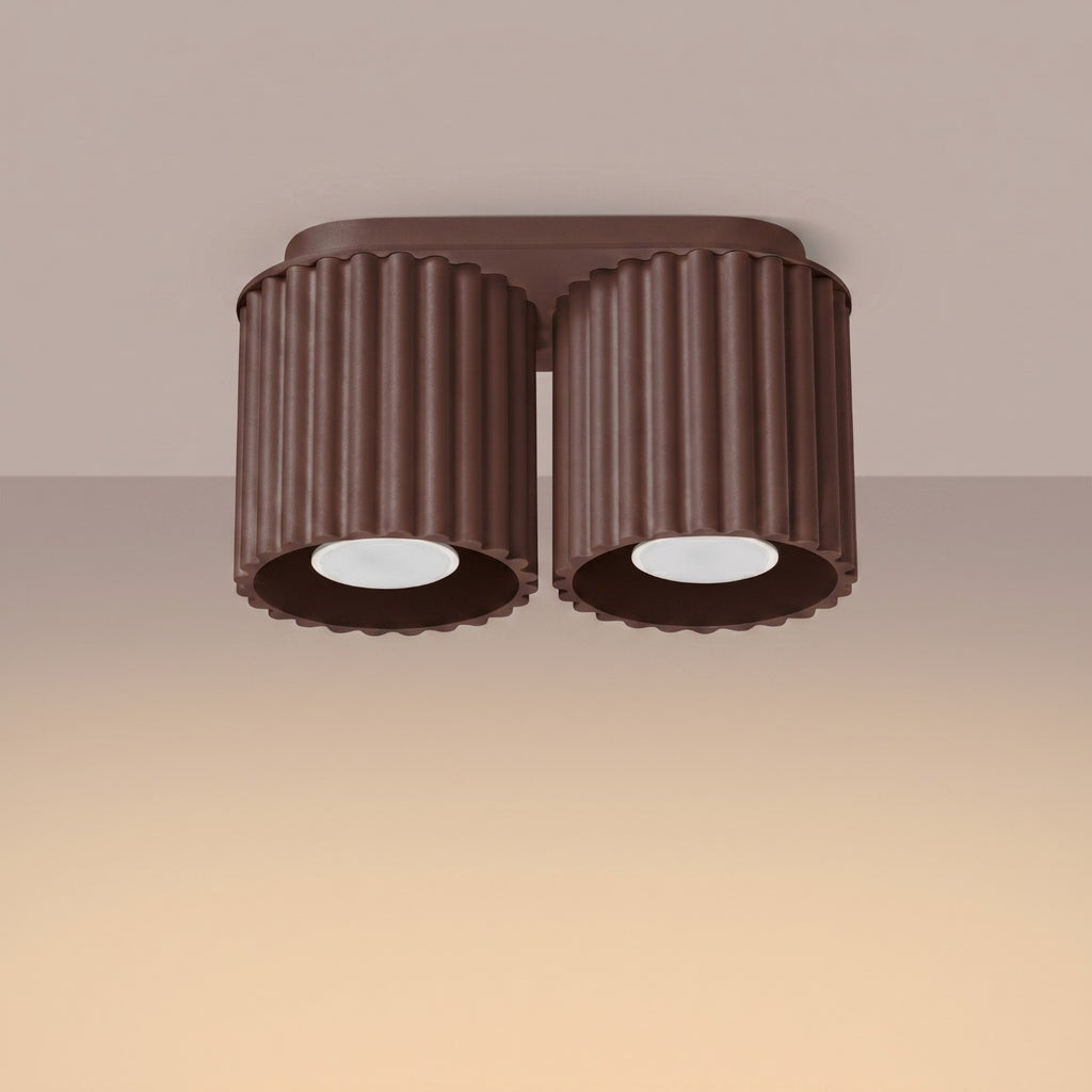 Plafonnier Aura 2 aluminium brun GU10 vue de trois quarts
