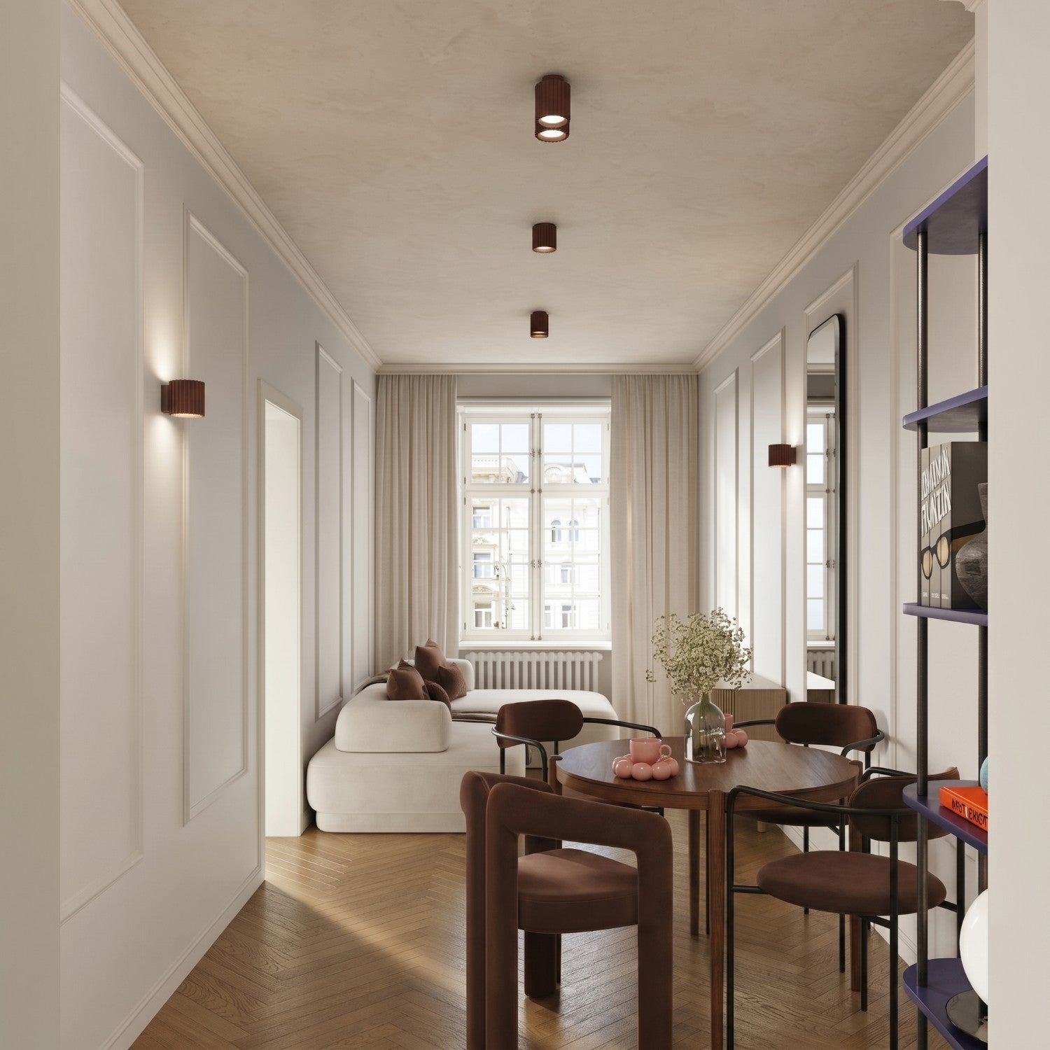 Applique murale Aura aluminium brun G9 de face