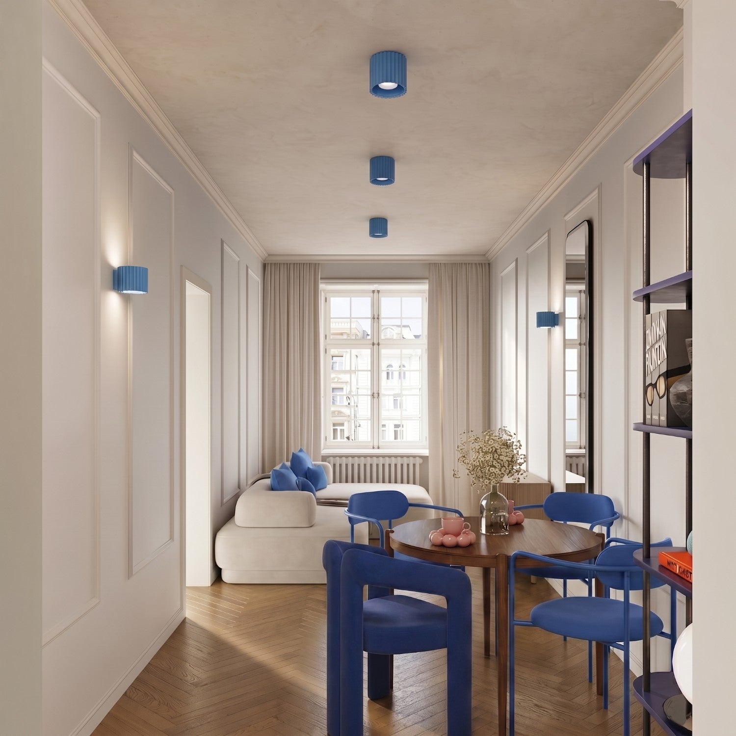 Plafonnier Aura 1 aluminium bleu clair GU10 détail